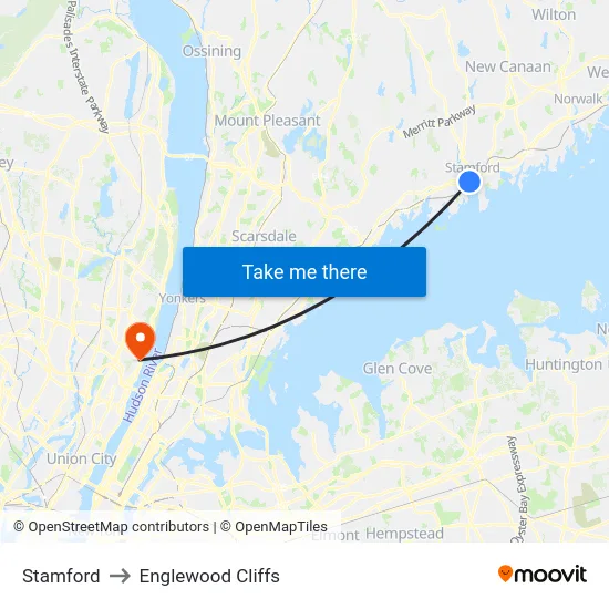 Stamford to Englewood Cliffs map