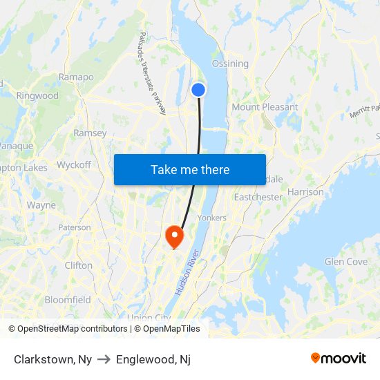 Clarkstown, Ny to Englewood, Nj map