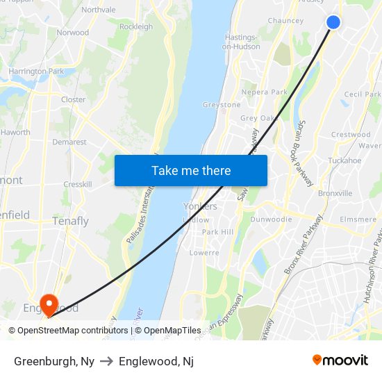 Greenburgh, Ny to Englewood, Nj map