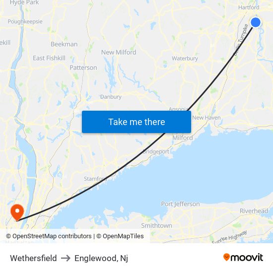 Wethersfield to Englewood, Nj map