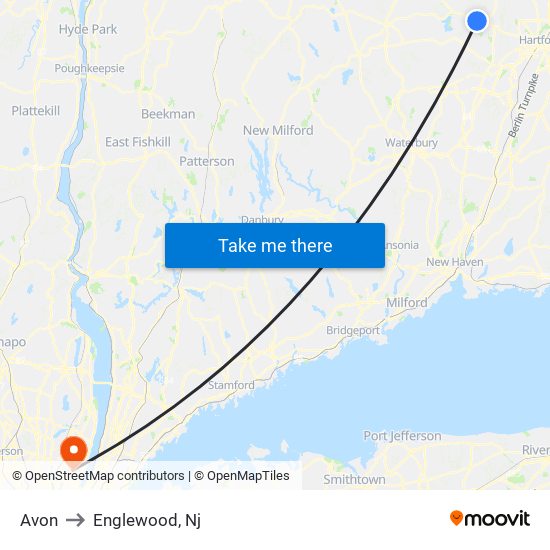 Avon to Englewood, Nj map