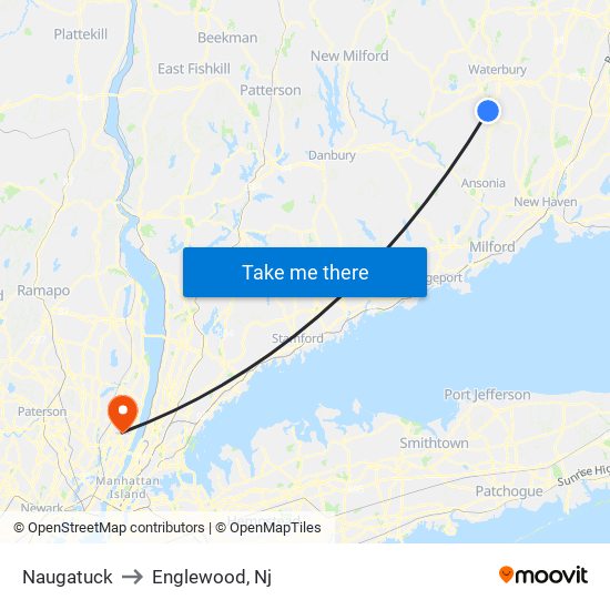 Naugatuck to Englewood, Nj map