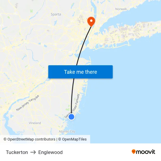 Tuckerton to Englewood map