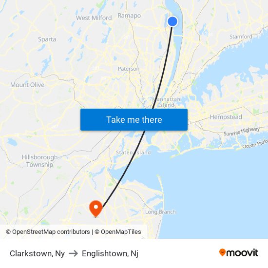 Clarkstown, Ny to Englishtown, Nj map