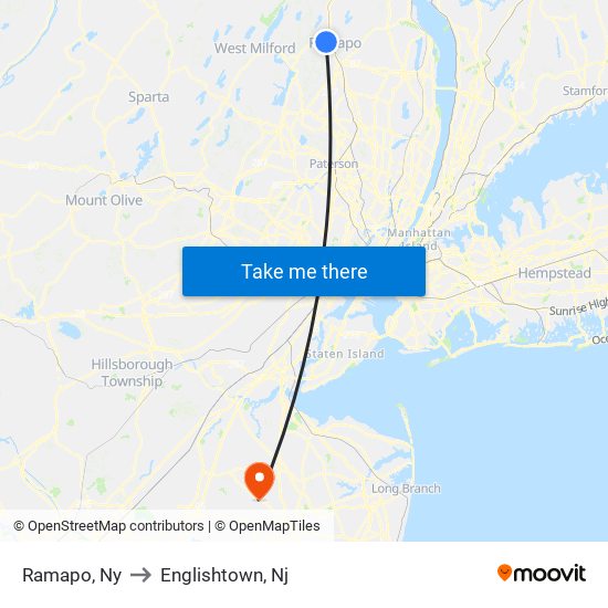 Ramapo, Ny to Englishtown, Nj map