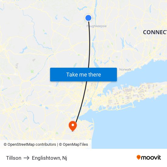 Tillson to Englishtown, Nj map