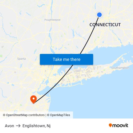 Avon to Englishtown, Nj map