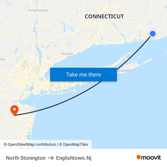 North Stonington to Englishtown, Nj map