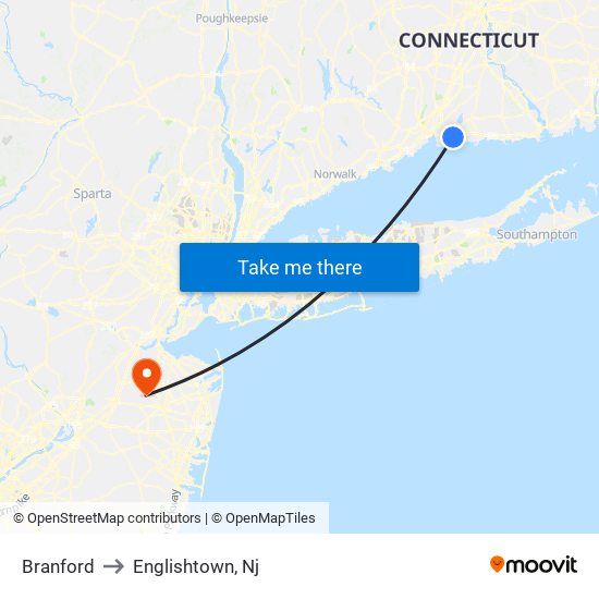 Branford to Englishtown, Nj map