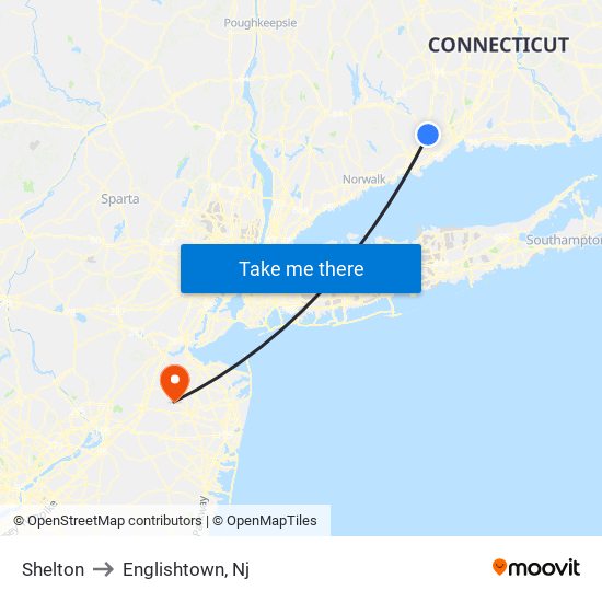 Shelton to Englishtown, Nj map