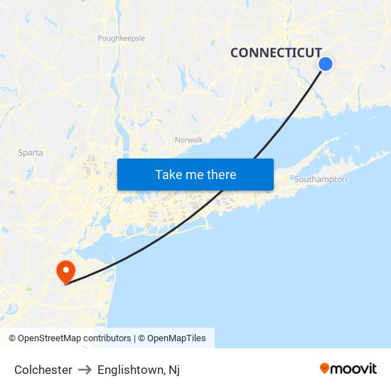 Colchester to Englishtown, Nj map