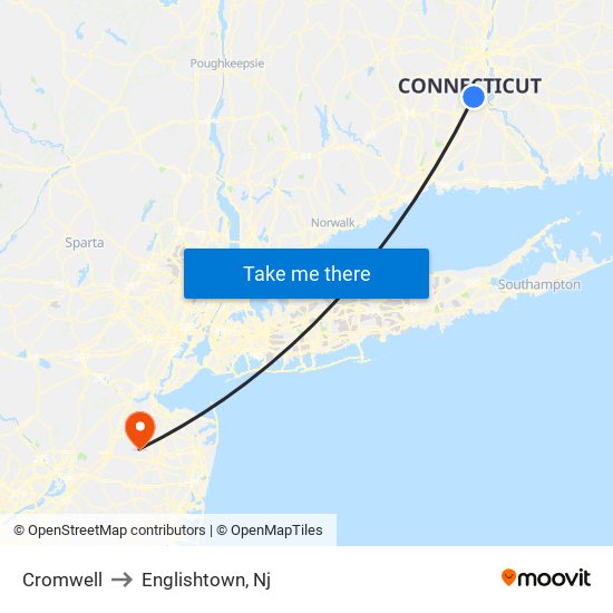 Cromwell to Englishtown, Nj map