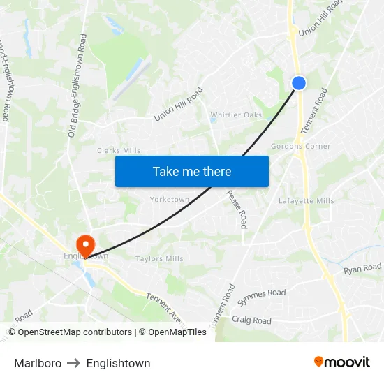 Marlboro to Englishtown map