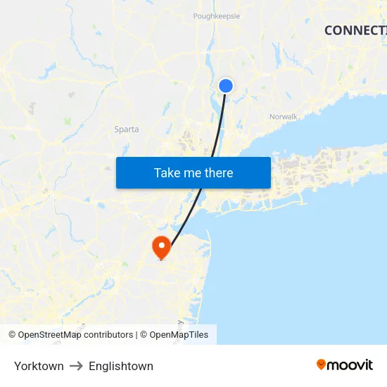 Yorktown to Englishtown map
