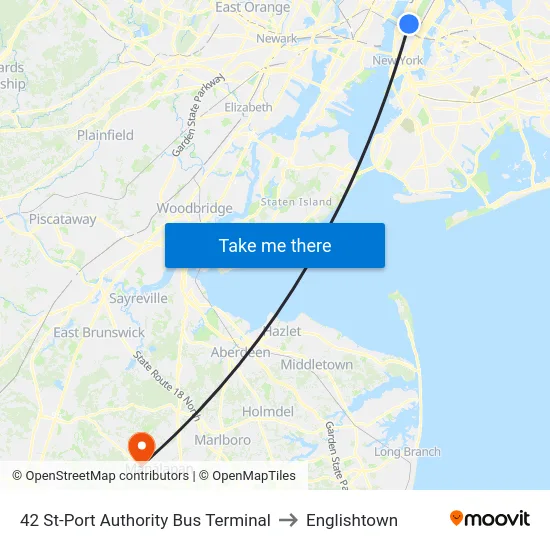 42 St-Port Authority Bus Terminal to Englishtown map