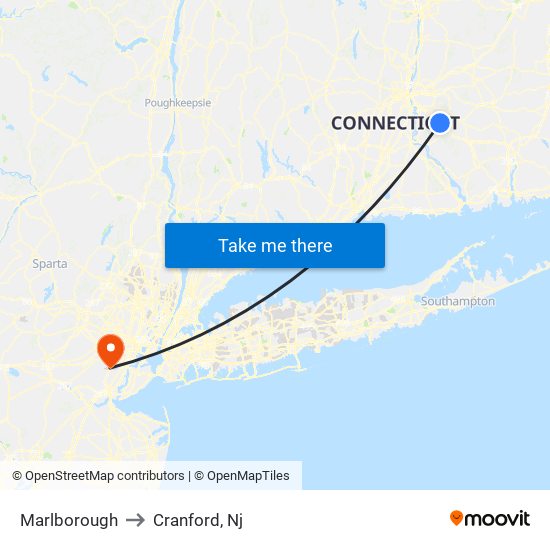 Marlborough to Cranford, Nj map