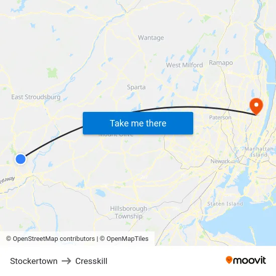 Stockertown to Cresskill map