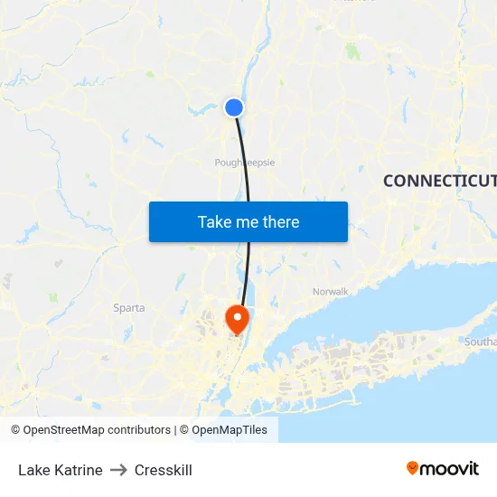 Lake Katrine to Cresskill map