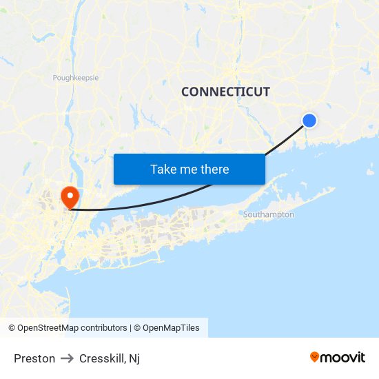 Preston to Cresskill, Nj map