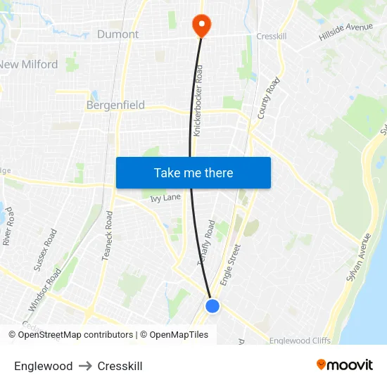 Englewood to Cresskill map