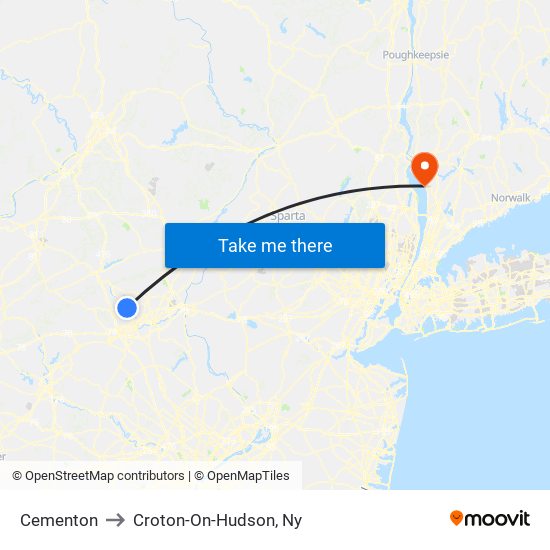 Cementon to Croton-On-Hudson, Ny map