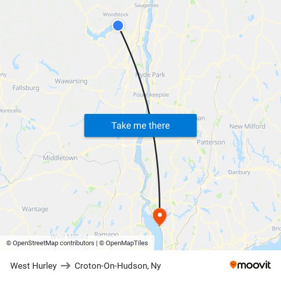 West Hurley to Croton-On-Hudson, Ny map