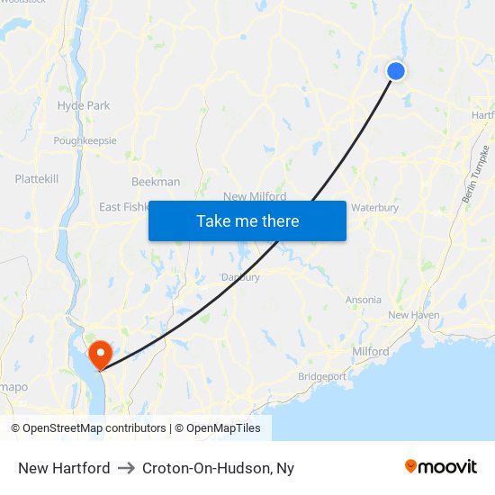 New Hartford to Croton-On-Hudson, Ny map