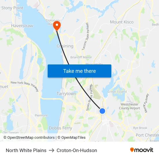 North White Plains to Croton-On-Hudson map