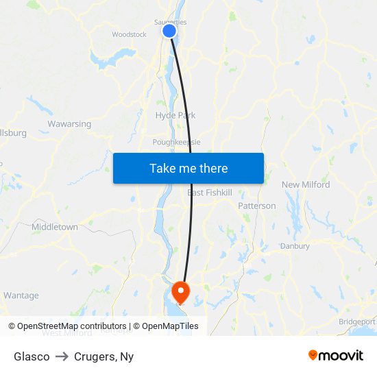 Glasco to Crugers, Ny map
