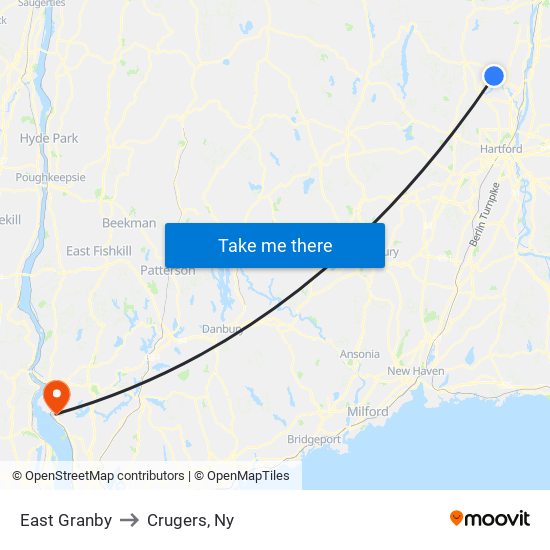 East Granby to Crugers, Ny map