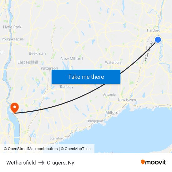 Wethersfield to Crugers, Ny map