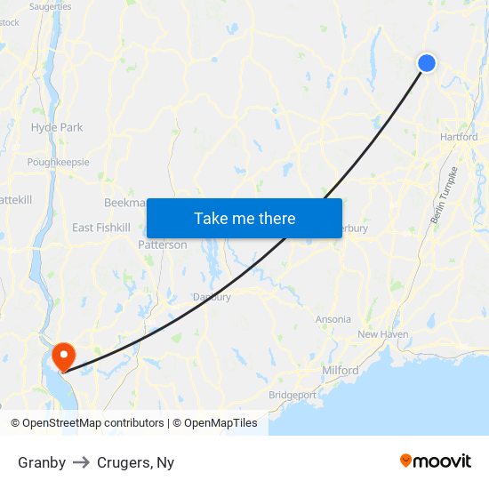 Granby to Crugers, Ny map