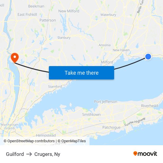 Guilford to Crugers, Ny map