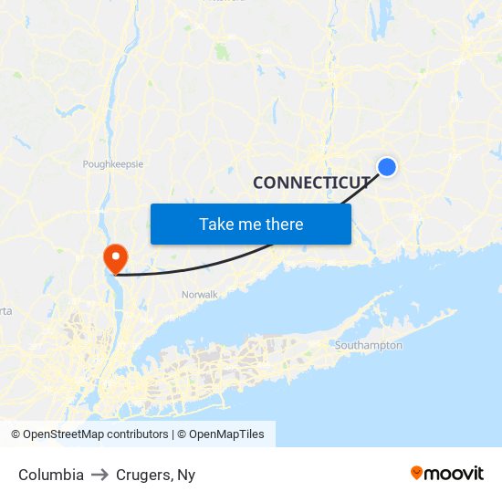 Columbia to Crugers, Ny map