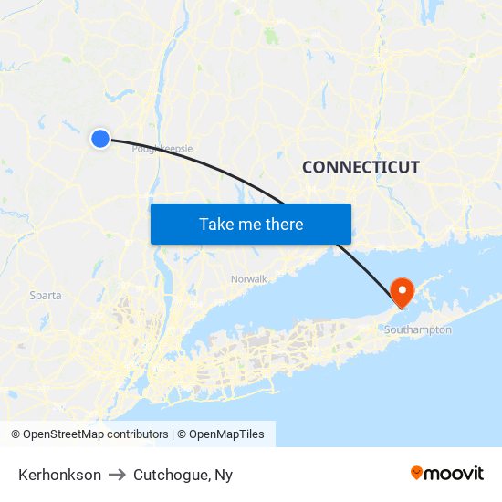 Kerhonkson to Cutchogue, Ny map