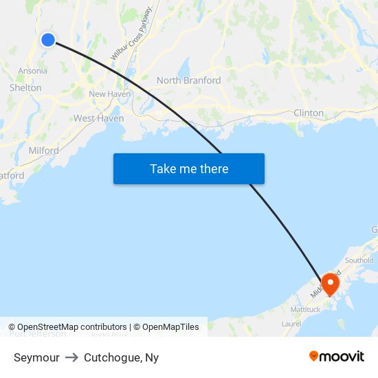 Seymour to Cutchogue, Ny map