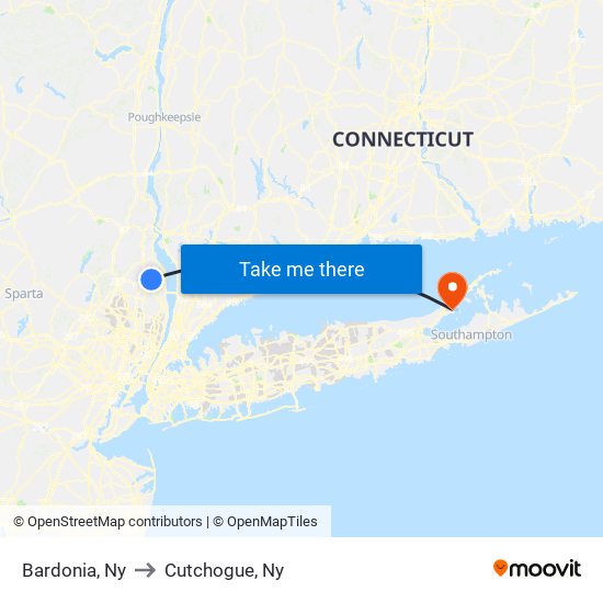 Bardonia, Ny to Cutchogue, Ny map