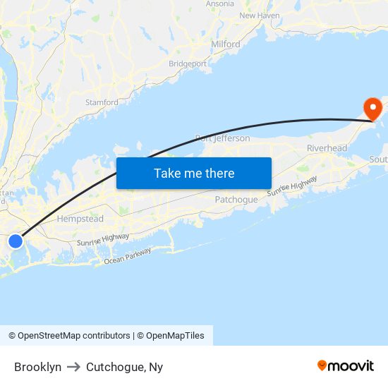 Brooklyn to Cutchogue, Ny map