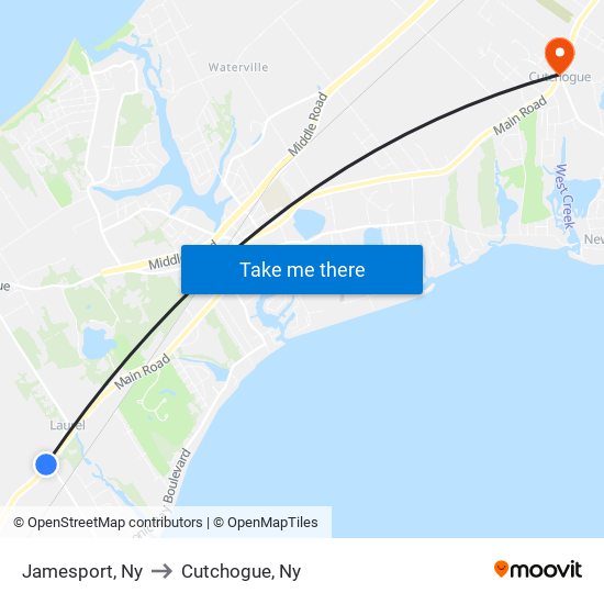 Jamesport, Ny to Cutchogue, Ny map