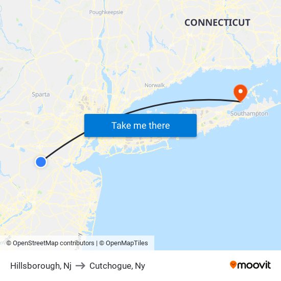 Hillsborough, Nj to Cutchogue, Ny map