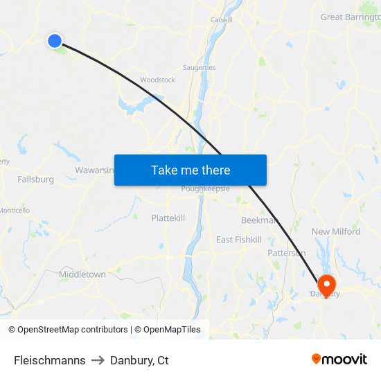 Fleischmanns to Danbury, Ct map