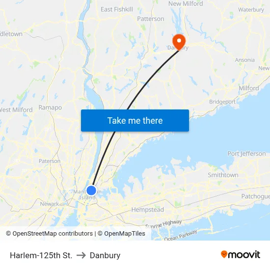 Harlem-125th St. to Danbury map