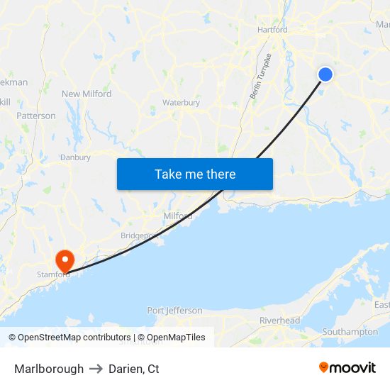 Marlborough to Darien, Ct map