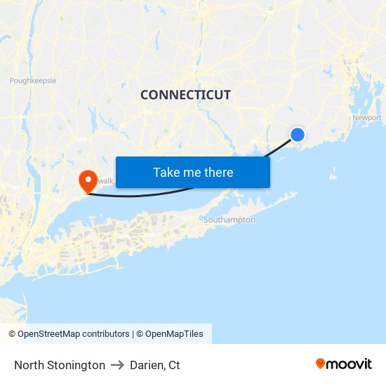 North Stonington to Darien, Ct map