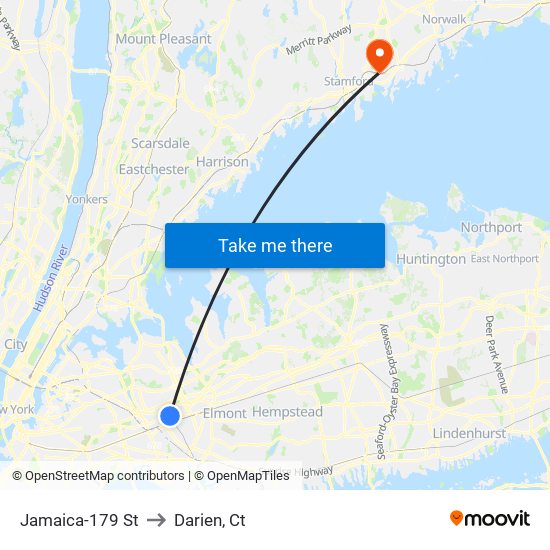 Jamaica-179 St to Darien, Ct map