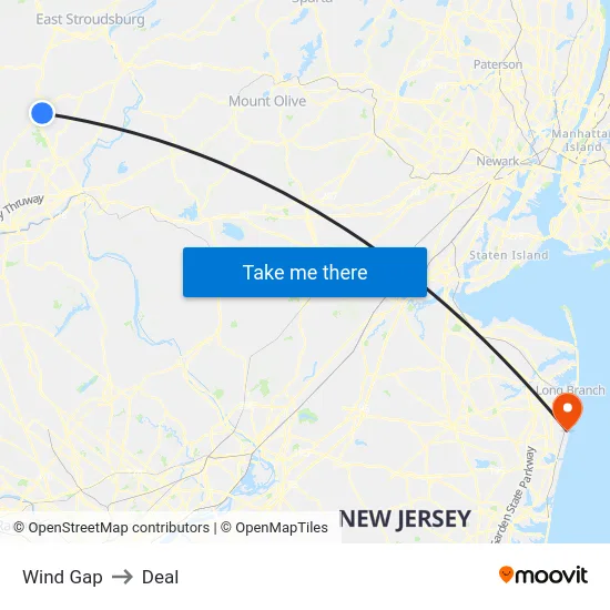 Wind Gap to Deal map