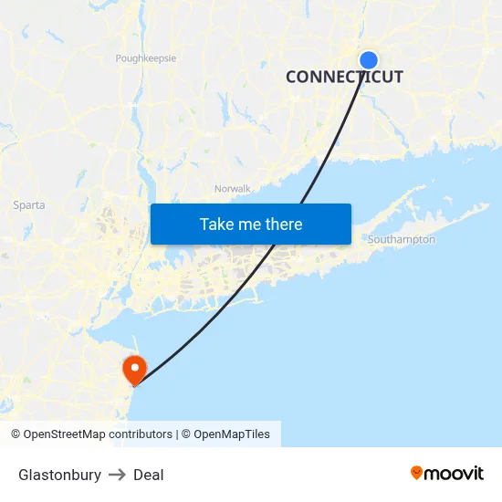 Glastonbury to Deal map