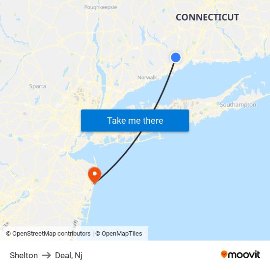 Shelton to Deal, Nj map