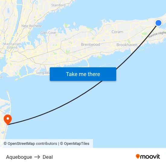 Aquebogue to Deal map