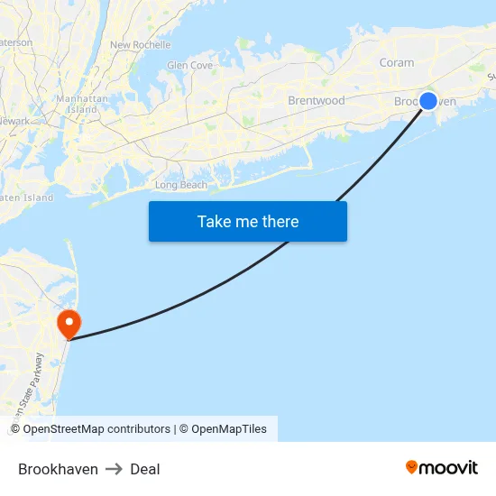 Brookhaven to Deal map